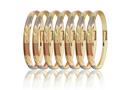 Three Tone Plated Lock Bangle